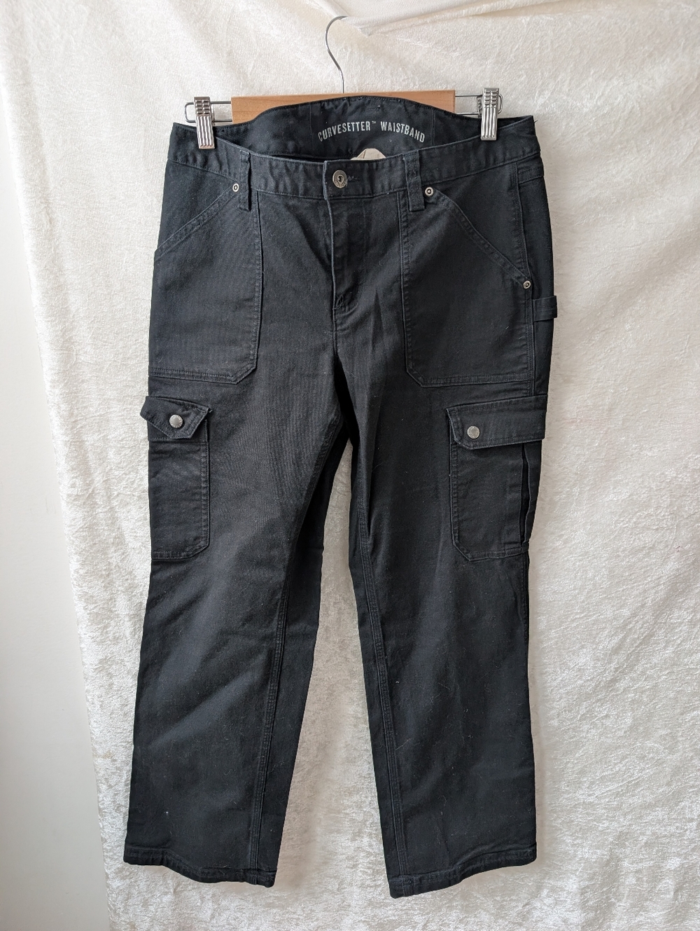 Duluthflex Curvesetter Fire hose Slim Cargo Carpenter Black Jeans 10 x 31